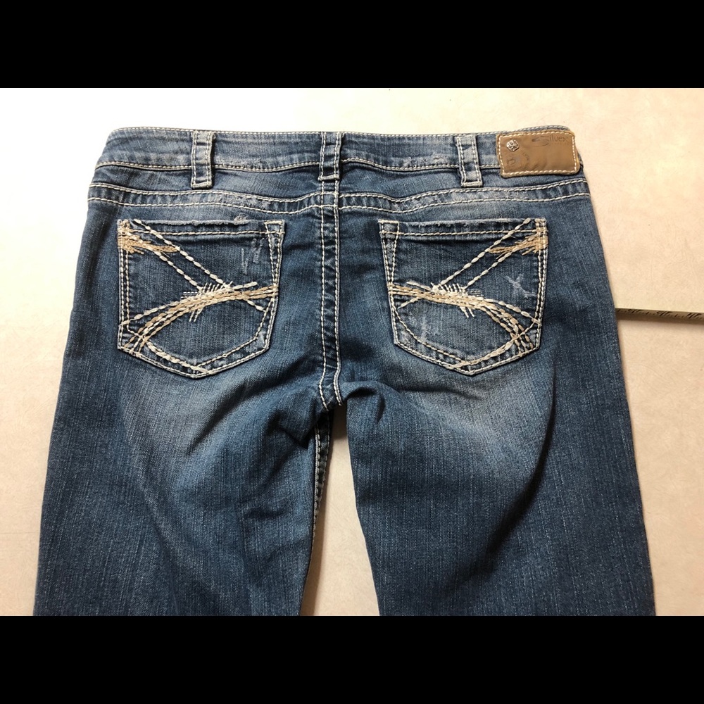 Silver Low Rise Boot Cut Jeans